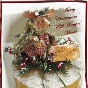Primitive Christmas Mouse Pattern Merry Christmas Gift Wrapping Mouse PDF Sewing Craft Pattern