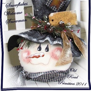 Primitive Snowman Pattern Snowflakes Welcome Snowman Instant Download PDF Christmas Pattern
