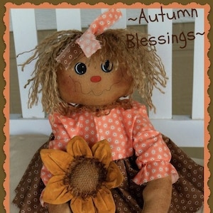 Primitive Scarecrow Pattern Autumn Blessings Scarecrow Raggedy Fall PDF Sewing Pattern