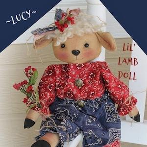 Lucy the Lil&#39; Lamb Sheep Doll Pattern Primitive Sewing ePattern Instant Download Pattern