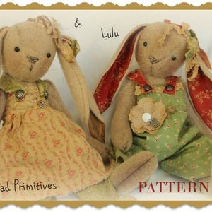 Primitive Bunny Rabbit Pattern, Brianna & Lulu Vintage Style Bunny PDF Sewing Spring Pattern