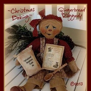 Primitive Gingerbread Pattern Christmas Baking Gingerbread Raggedy PDF Christmas Pattern