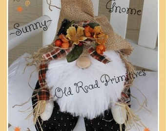 Primitive Scarecrow Gnome Pattern Sunny the Fall Scarecrow Gnome PDF Sewing Craft Pattern