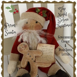 Primitive Santa Pattern The Night Before Christmas Santa Doll PDF Sewing Christmas Pattern