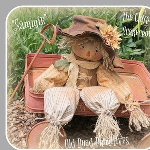 Primitive Scarecrow Pattern Sammie the Prim Claypot Scarecrow Fall PDF Sewing Raggedy Pattern