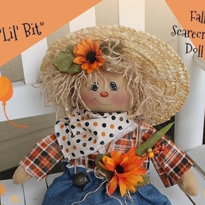 Modello bambola spaventapasseri autunnale primitivo Modello bambola di pezza Lil' Bit PDF Modello di cucito Autunno Halloween