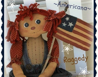 Primitive Raggedy Pattern Americana Raggedy PDF Ragdoll Raggedy Sewing Doll Pattern