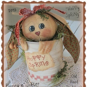 Primitive Bunny Rabbit Pattern Hoppy Spring Bunny n' Sifter Easter PDF Sewing Pattern