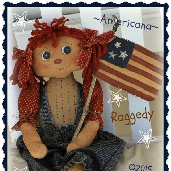 Primitive Raggedy Pattern Americana Raggedy PDF Ragdoll Raggedy Sewing Doll Pattern