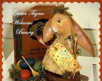 Primitive Bunny Pattern Easter Thyme Welcome Bunny PDF Sewing Cloth Doll Pattern