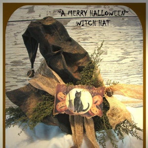 Primitive Witch Hat Fall Pattern A Merry Halloween Witch Hat PDF Sewing Craft Pattern