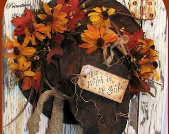Primitive Witch Hat Pattern This Witch is on Strike Hanging Witch Hat Halloween Pattern