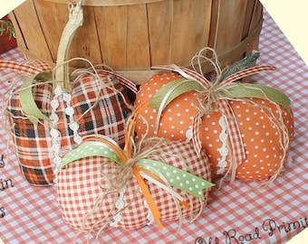 Fabric Pumpkin Pattern Lil' Country Pumpkin Tucks PDF Sewing Pattern Fall Halloween Wreath Tucks