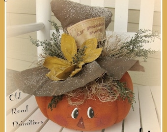Primitive Pumpkin Pattern Lil' Punkin Patti Fall Halloween PDF Sewing Craft Pattern