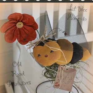 Primitive Bee Pattern &quot;Bee Happy&quot; Lil&#39; Bee Make-do PDF Sewing ePattern
