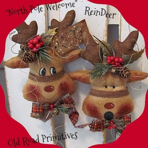 Primitive Reindeer Pattern North Pole Welcome Christmas Reindeer PDF Sewing Craft Pattern