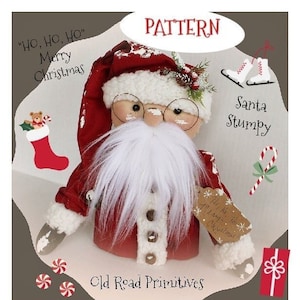 Primitive Santa Pattern Ho Ho Ho Santa Instant Download PDF Christmas Pattern