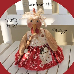 Primitive Chicken Pattern Henny Penny Little Farmhouse Hen Pattern PDF Sewing Pattern