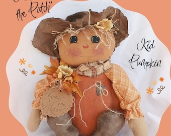 Primitive Pumpkin Doll Keeper of the Patch Kid Pumpkin PDF Sewing Pattern, ePattern,Fall,