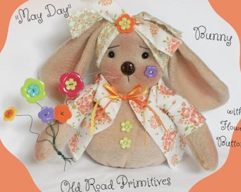 Primitive Bunny Rabbit Pattern May Day Springtime Bunny PDF Sewing Spring Pattern