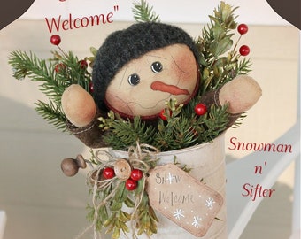 Primitive Snowman Pattern Snow Welcome Snowman n' Sifter Christmas PDF Sewing Craft Pattern