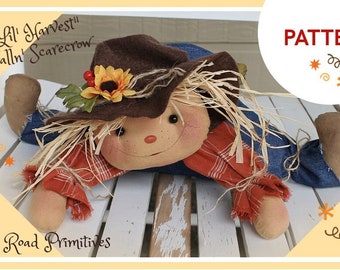 Modello per bambola spaventapasseri primitiva Lil' Harvest Falln' Scarecrow PDF Download immediato Modello per cucito artigianale Ragdoll Raggedy