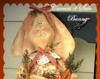 Primitive Bunny Rabbit Pattern Carrots 4 Sale Bunny Spring Easter PDF Sewing Pattern