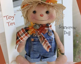 NEW PATTERN Primitive Scarecrow Digital Fall Pattern Tiny Tim lil Scarecrow Doll Sewing,Fall,Halloween,Raggedy,Dolly, PDF Pattern