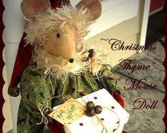 Primitive Christmas Mouse Pattern Christmas Thyme Mouse Doll PDF Sewing Pattern