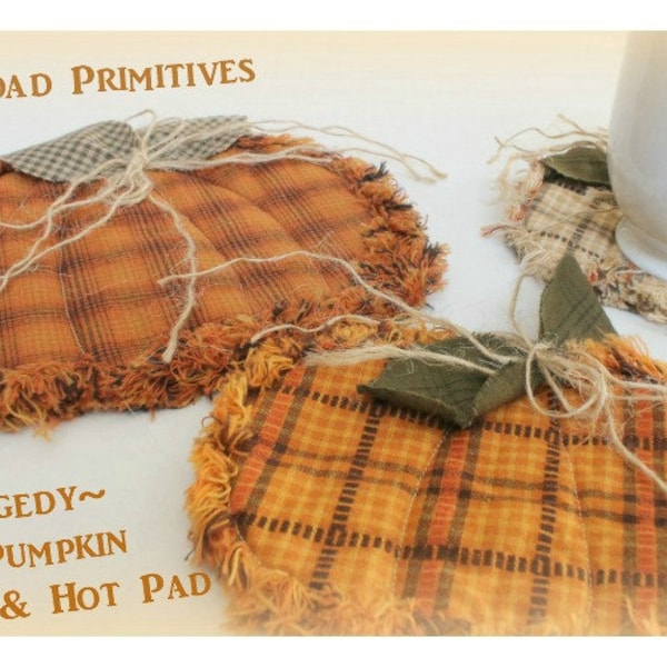 Raggedy Fall Pumpkin Coasters and Hot Pad Pattern Sewing Pattern