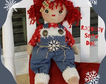 Primitive Raggedy Snow Doll PDF Sewing Doll Pattern
