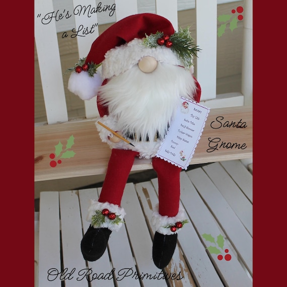 Santa Gnome Pattern He's Making a List Instant Download PDF Christmas Pattern