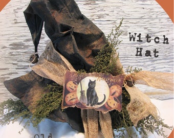 Primitive Witch Hat Fall Pattern A Merry Halloween Witch Hat PDF Sewing Craft Pattern