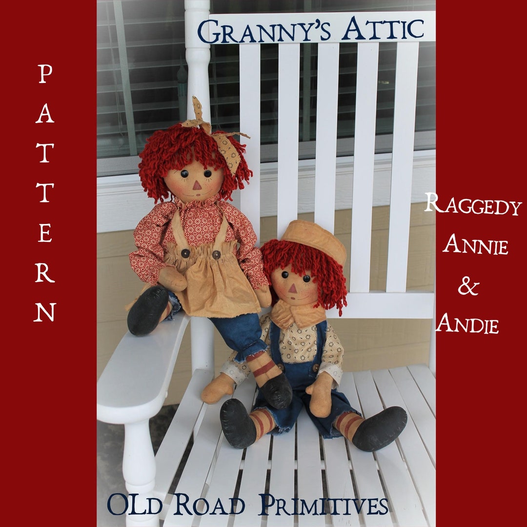 Primitive Raggedy Ann and Andy Pattern Ragdoll Raggedy PDF Sewing Cloth Doll Pattern Etsy