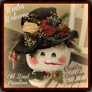 Primitive Snowman Pattern Winter Welcome Country Bumpkin Snowman Instant Download PDF Christmas Pattern