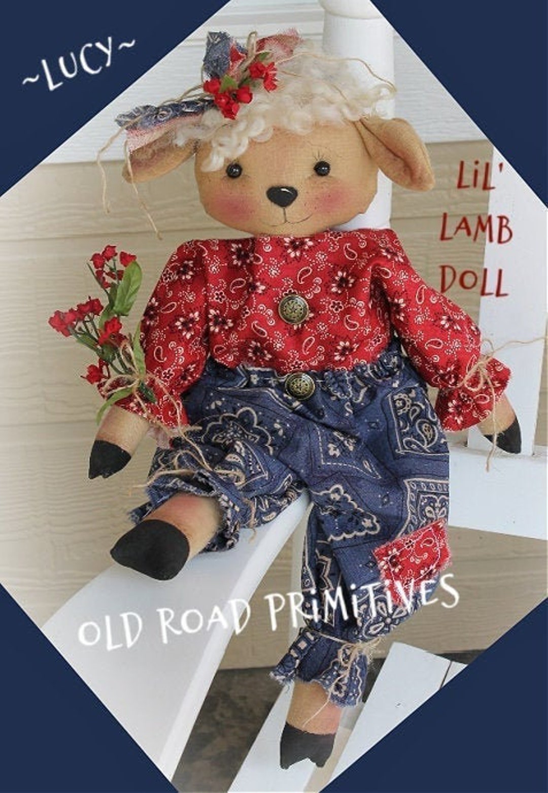 Lucy the Lil' Lamb Sheep Doll Pattern Primitive Sewing Epattern Instant ...