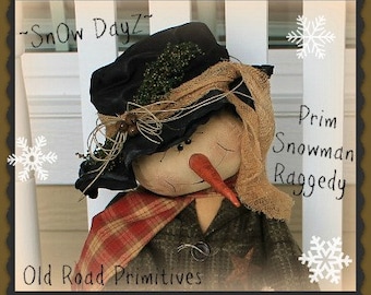 Primitive Snowman Pattern SnOw DayZ Prim Snowman Raggedy Christmas PDF Cloth Doll Sewing Patterns