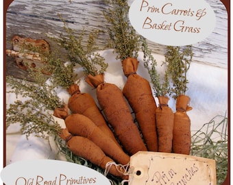 Primitive Prim Carrots & Basket Grass PDF Sewing Easter Pattern