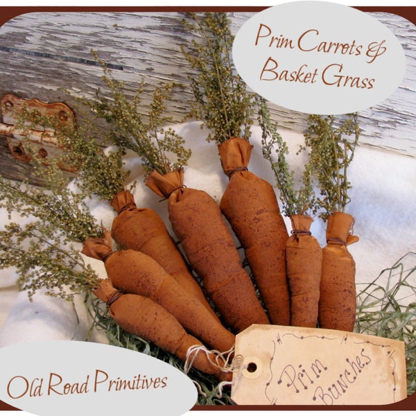 Primitive Prim Carrots & Basket Grass PDF Sewing Easter Pattern