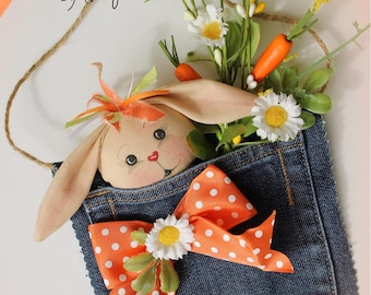 Primitive Bunny Pattern Lil Pocket Bunny Hanger PDF Sewing Pattern