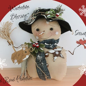 Primitive Snowman Pattern Wintertime Blessings Snowman PDF Sewing Pattern