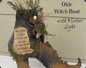 Primitive Witch Boot Shoe Pattern Grungy Olde Witch Boot Halloween Fall PDF Sewing Craft Pattern