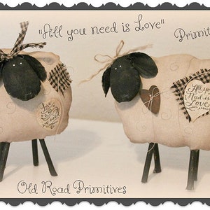 Primitive Sheep Lamb Pattern All you need is Love Sheep PDF Sewing Cloth Doll Pattern