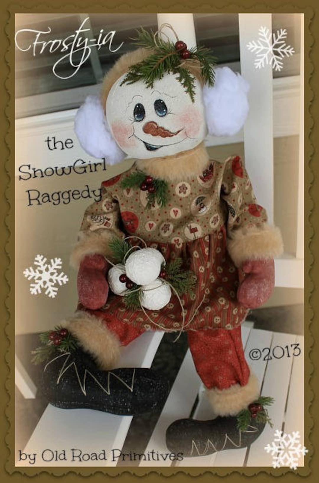 Primitive Snowman Ragdoll Frosty-ia the Snowman PDF Pattern Rag Doll ...