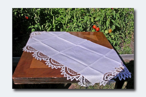 Linen Dresser Scarf With Battenburg Lace Edges C 1920 S Etsy