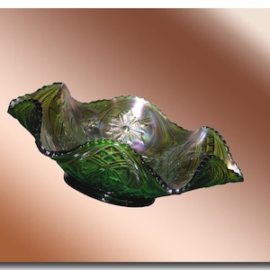 Antique Millersburg Carnival Glass Ruffled Bowl