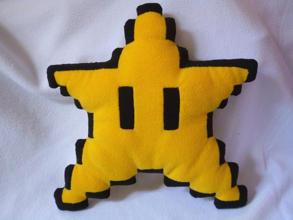 8 Bit Mario Star Pillow Made To Order Etsy