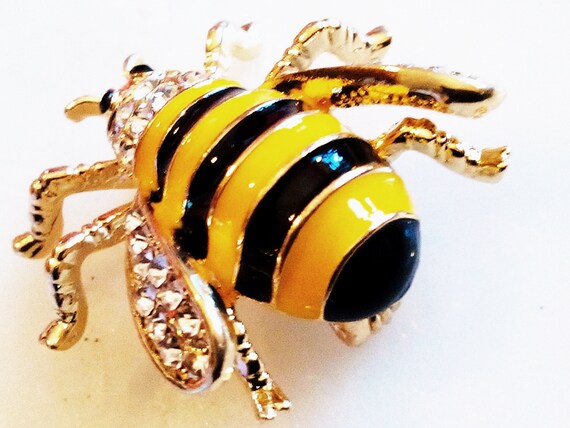 RHINESTONE BEE BROOCH! Adorable Figural Pin/Acces… - image 9
