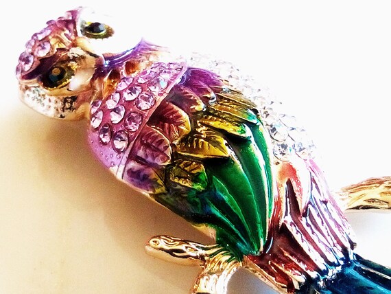 ENAMELED OWL BROOCH! Adorable! Wise Figural, Anim… - image 4