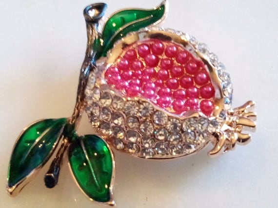 POMEGRANATE BROOCH! Figural, Food and Drink, Frui… - image 2